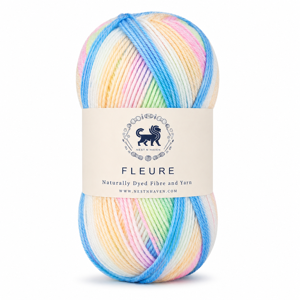 Fleure Yarn SE  – Lightweight Knitting & Crochet acrylic Yarn , 100 grams  | Nest-N Haven | Shade - Rainbow Sorbet
