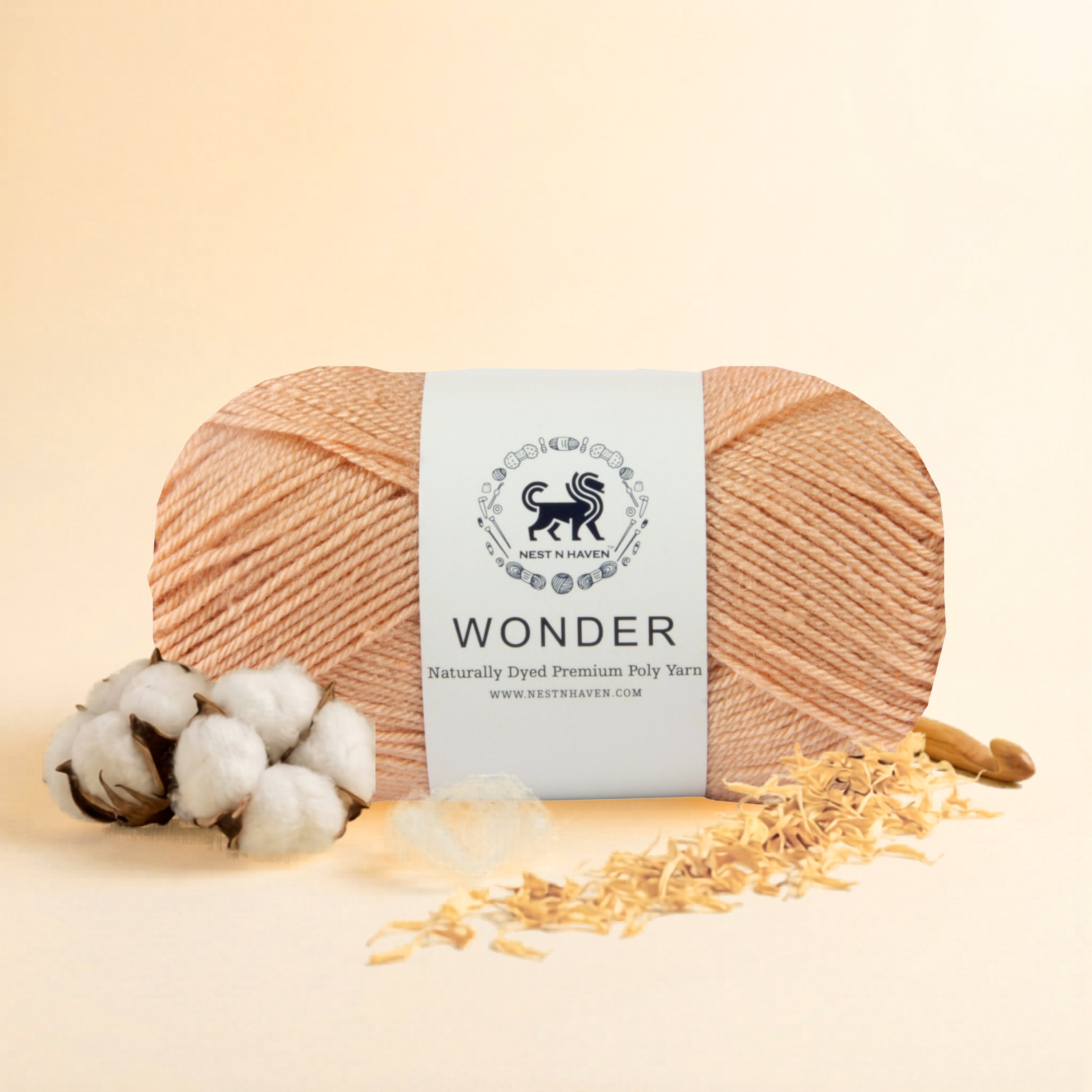 NESTNHAVEN,Wonder,Poly Yarn Supersoft Hand Knitting Wool Ball,(1 Ball/100 Gram Each) Ball Suitable For Craft,Crochet,Amigurumi,Garments,Flowers And Hobby Projects,2 Fine , Shade - Golden Beige