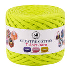 Creative Cotton | T-Shirt Yarn Carpet, Knitting Yarn for Hand Knitting DIY Bags, Baskets, Crocheting Projects 200 GMS (Neon Green )