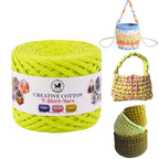 Creative Cotton | T-Shirt Yarn Carpet, Knitting Yarn for Hand Knitting DIY Bags, Baskets, Crocheting Projects 200 GMS (Neon Green )