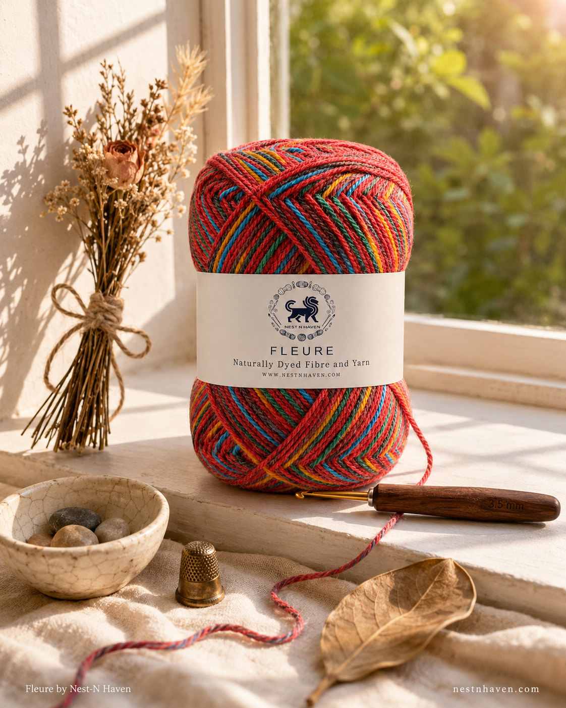 Fleure Yarn – Lightweight Knitting & Crochet acrylic Yarn , 100 grams  | Nest-N Haven | Shade -Red Velvet