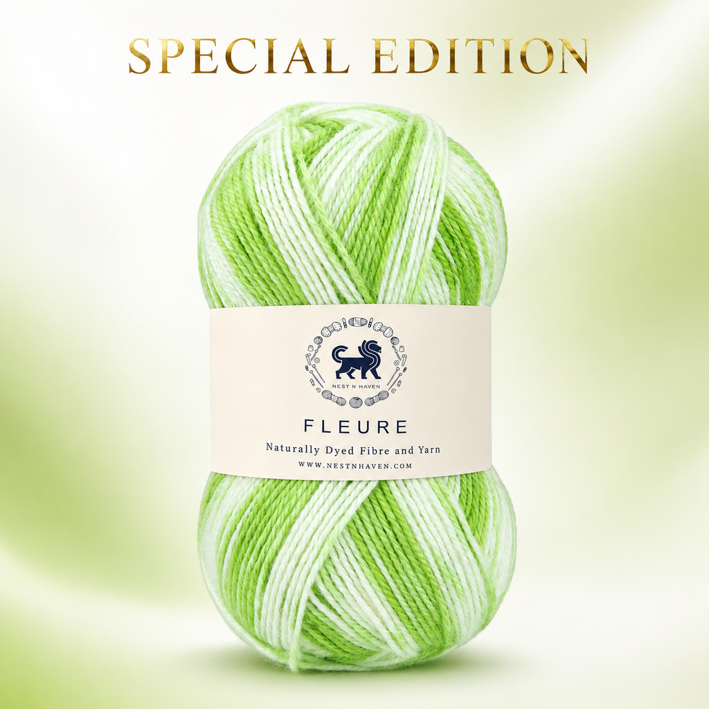Fleure Yarn SE  – Lightweight Knitting & Crochet acrylic Yarn , 100 grams  | Nest-N Haven | Shade - Green Apple Swirl