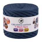 Creative Cotton | T-Shirt Yarn Carpet, Knitting Yarn for Hand Knitting DIY Bags, Baskets, Crocheting Projects 200 GMS (Denim Blue)