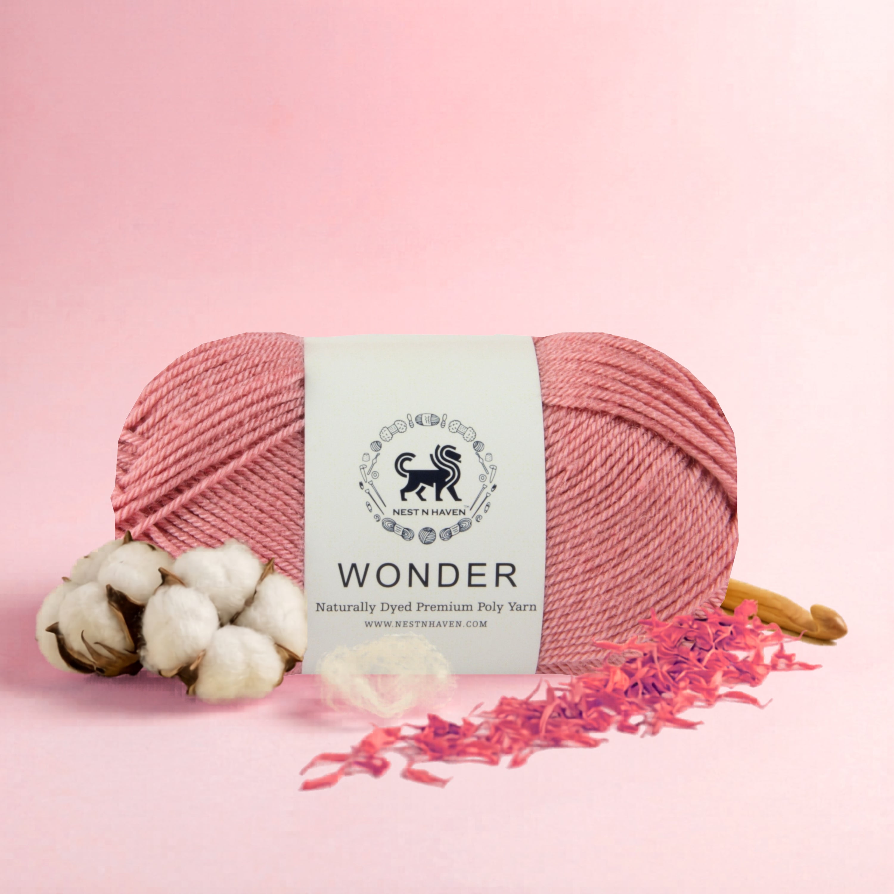 NESTNHAVEN,Wonder,Poly Yarn Supersoft Hand Knitting Wool Ball,(1 Ball/100 Gram Each) Ball Suitable For Craft,Crochet,Amigurumi,Garments,Flowers And Hobby Projects,2 Fine , Shade - Rose Pink