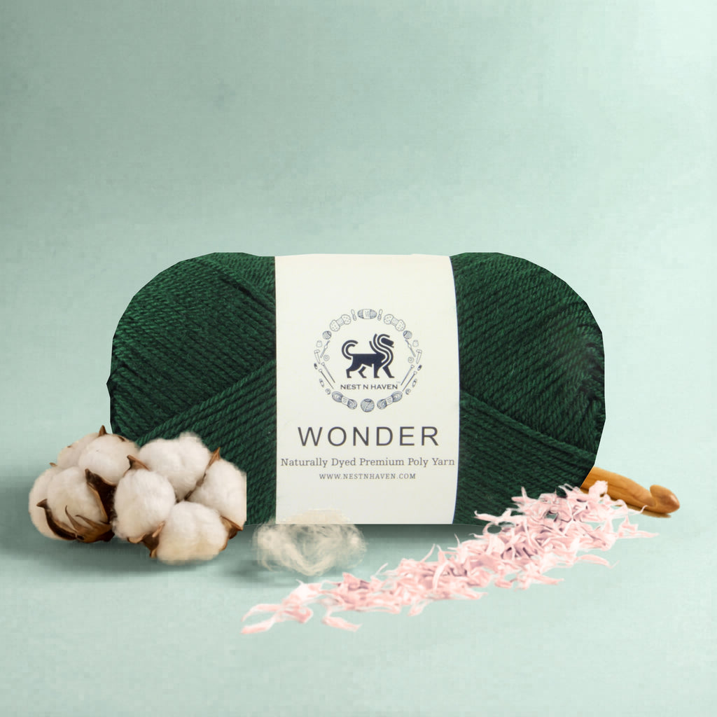 Wonder ,  Yarn Supersoft Hand Knitting Wool Ball,(1 Ball/100 Gram Each) Ball Suitable For Craft,Crochet,Amigurumi,Garments,Flowers And Hobby Projects,2 Fine , Shade -  Bottle Green