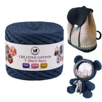 Creative Cotton | T-Shirt Yarn Carpet, Knitting Yarn for Hand Knitting DIY Bags, Baskets, Crocheting Projects 200 GMS (Denim Blue)