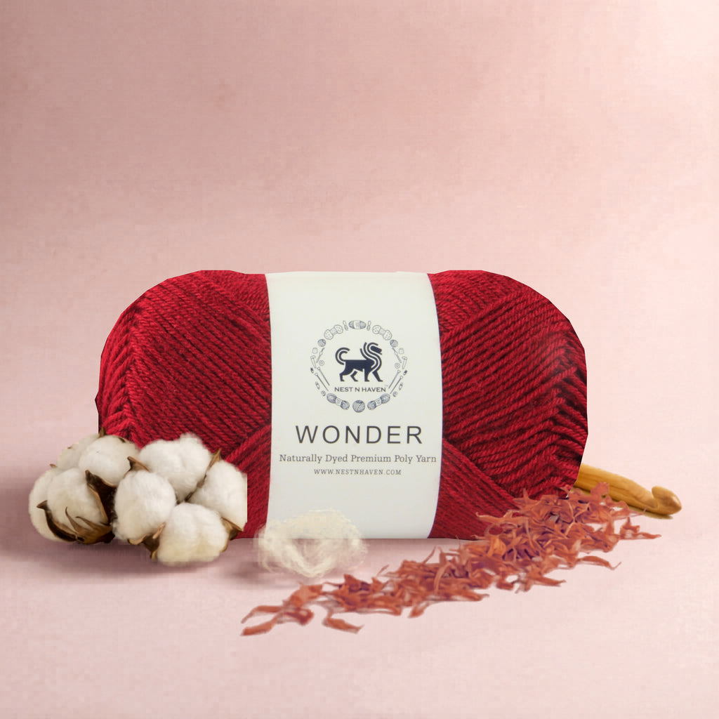 NESTNHAVEN,Wonder,Poly Yarn Supersoft Hand Knitting Wool Ball,(1 Ball/100 Gram Each) Ball Suitable For Craft,Crochet,Amigurumi,Garments,Flowers And Hobby Projects,2 Fine , Shade - Cranberry Red
