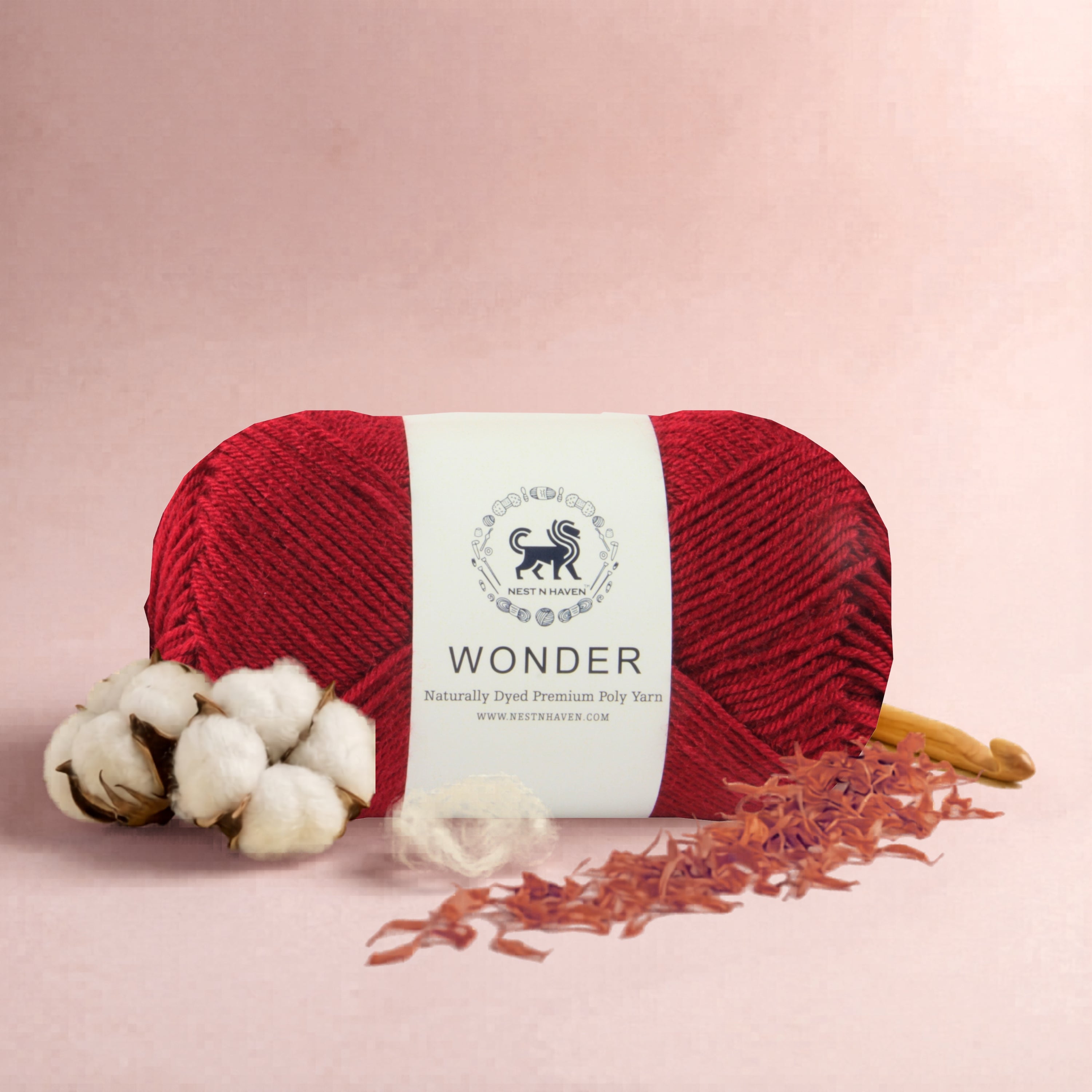 NESTNHAVEN,Wonder,Poly Yarn Supersoft Hand Knitting Wool Ball,(1 Ball/100 Gram Each) Ball Suitable For Craft,Crochet,Amigurumi,Garments,Flowers And Hobby Projects,2 Fine , Shade - Cranberry Red