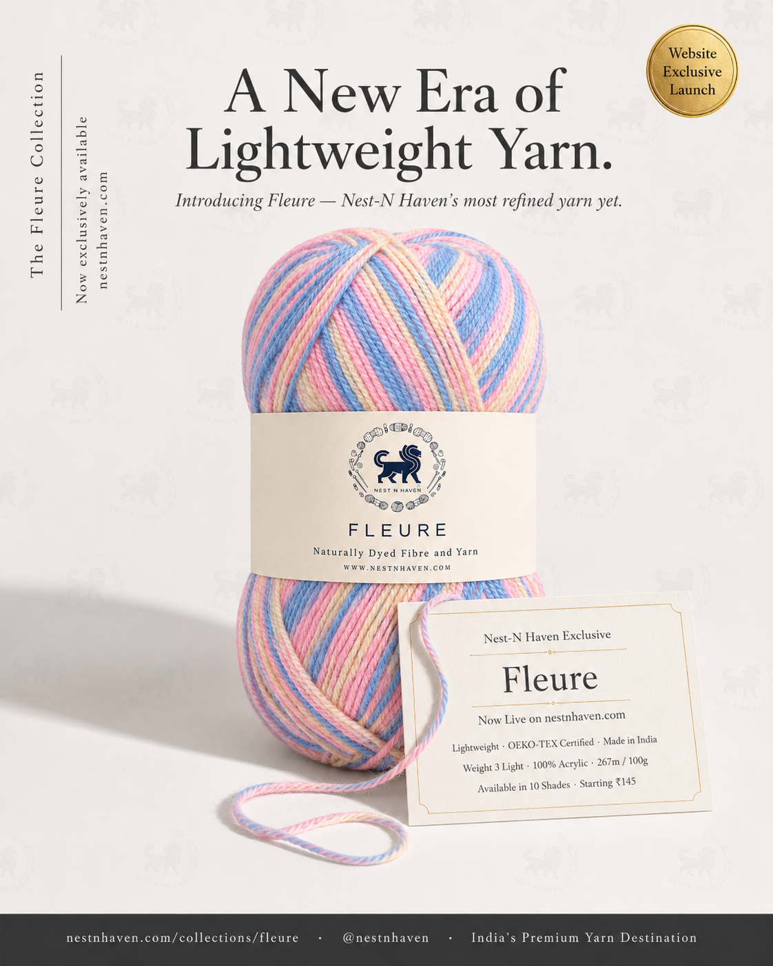 Fleure Yarn – Lightweight Knitting & Crochet acrylic Yarn , 100 grams  | Nest-N Haven | Shade - Banana split