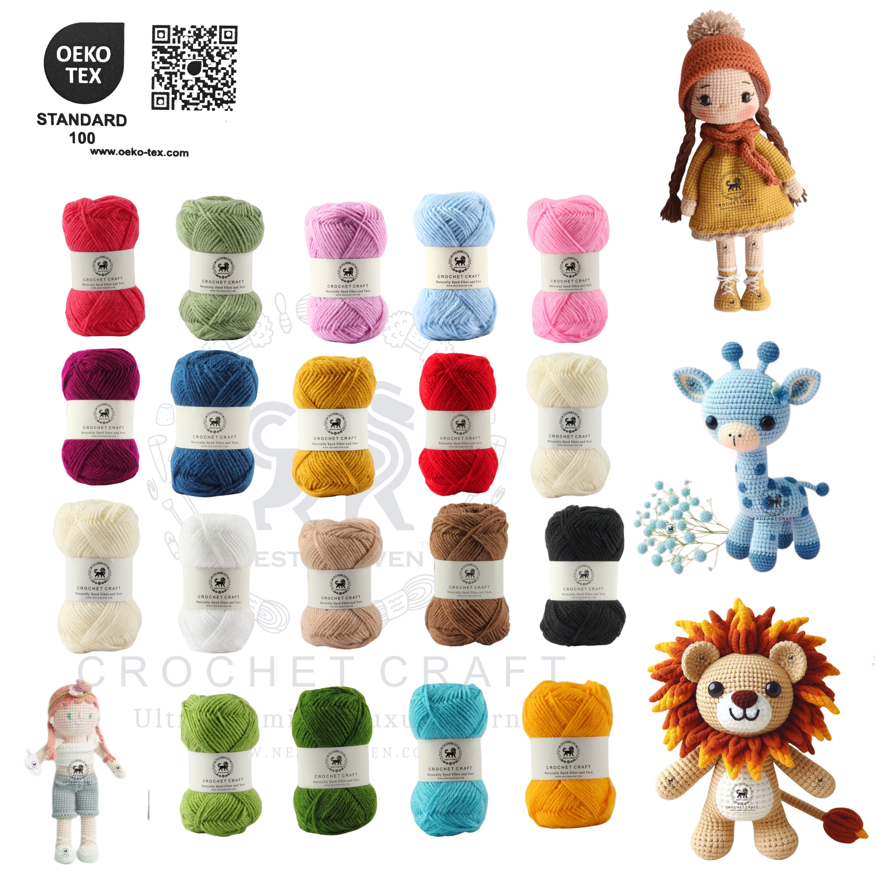 NESTNHAVEN , CrochetCraft , yarn kit , Pack of 18 + 1 Wool balls ( 1 ball / 20 Grams) , 380 grams (aprox) , Ultra Premium Luxury wool Yarn in vibrant colors for Crochet, Amigurumi, Embroidery, Toys, Garments, Flowers  (Set 2 Dark)