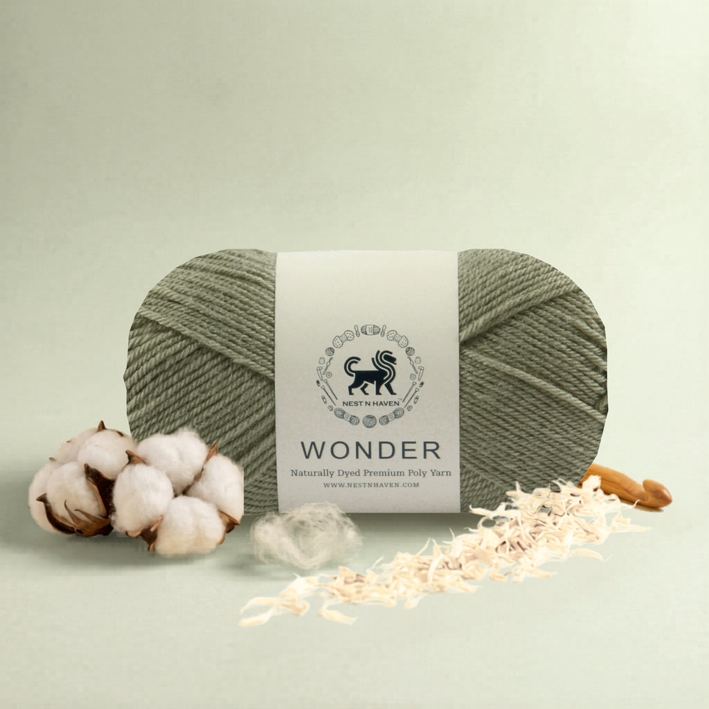 NESTNHAVEN,Wonder,Poly Yarn Supersoft Hand Knitting Wool Ball,(1 Ball/100 Gram Each) Ball Suitable For Craft,Crochet,Amigurumi,Garments,Flowers And Hobby Projects,2 Fine , Shade - Sage Green