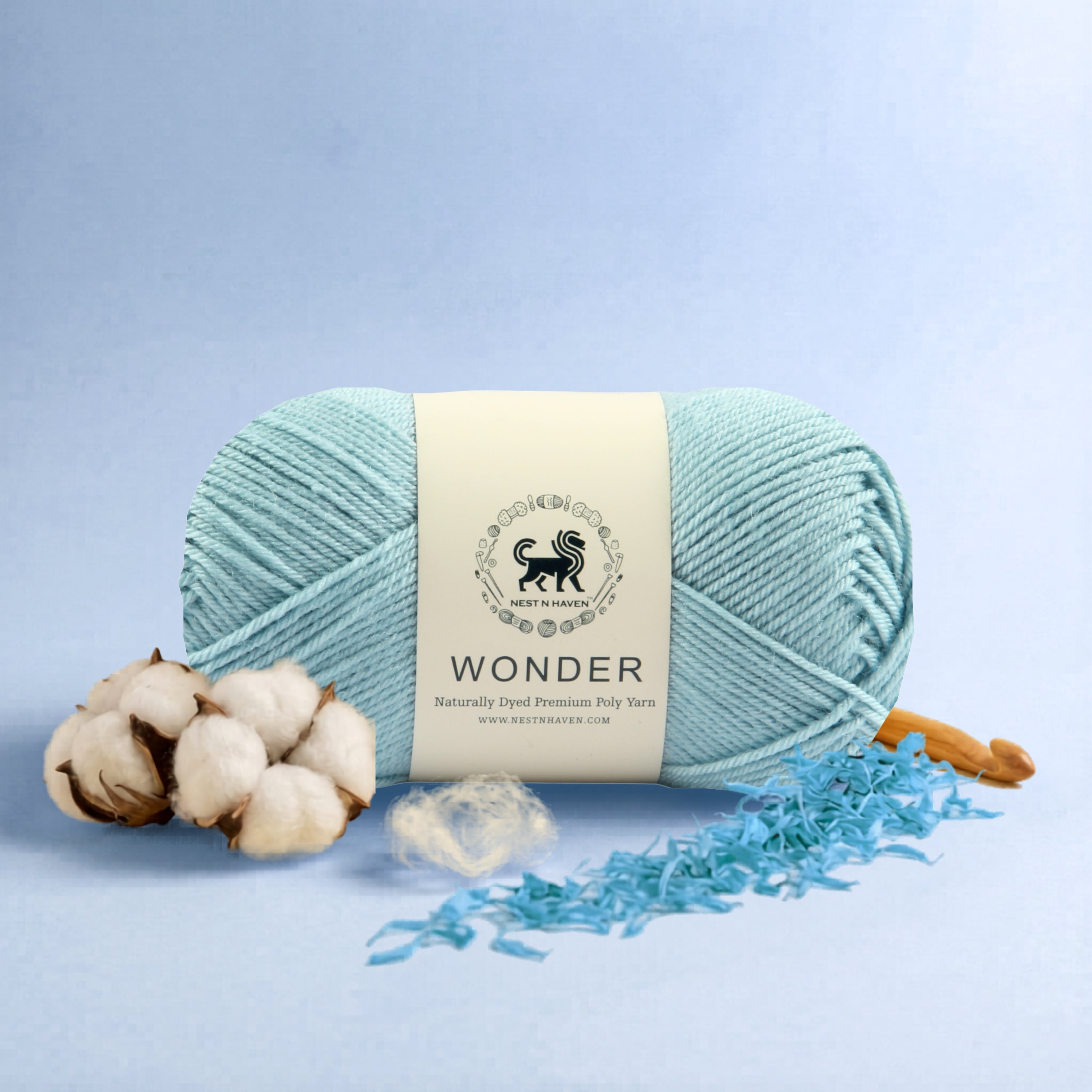 NESTNHAVEN, Wonder , Poly Yarn Supersoft Hand Knitting Wool Ball, (1 Ball/100 Gram Each) Ball Suitable for Craft, Crochet, Amigurumi,Garments, Flowers and Hobby Projects , 2 Fine , Shade- Sky Blue