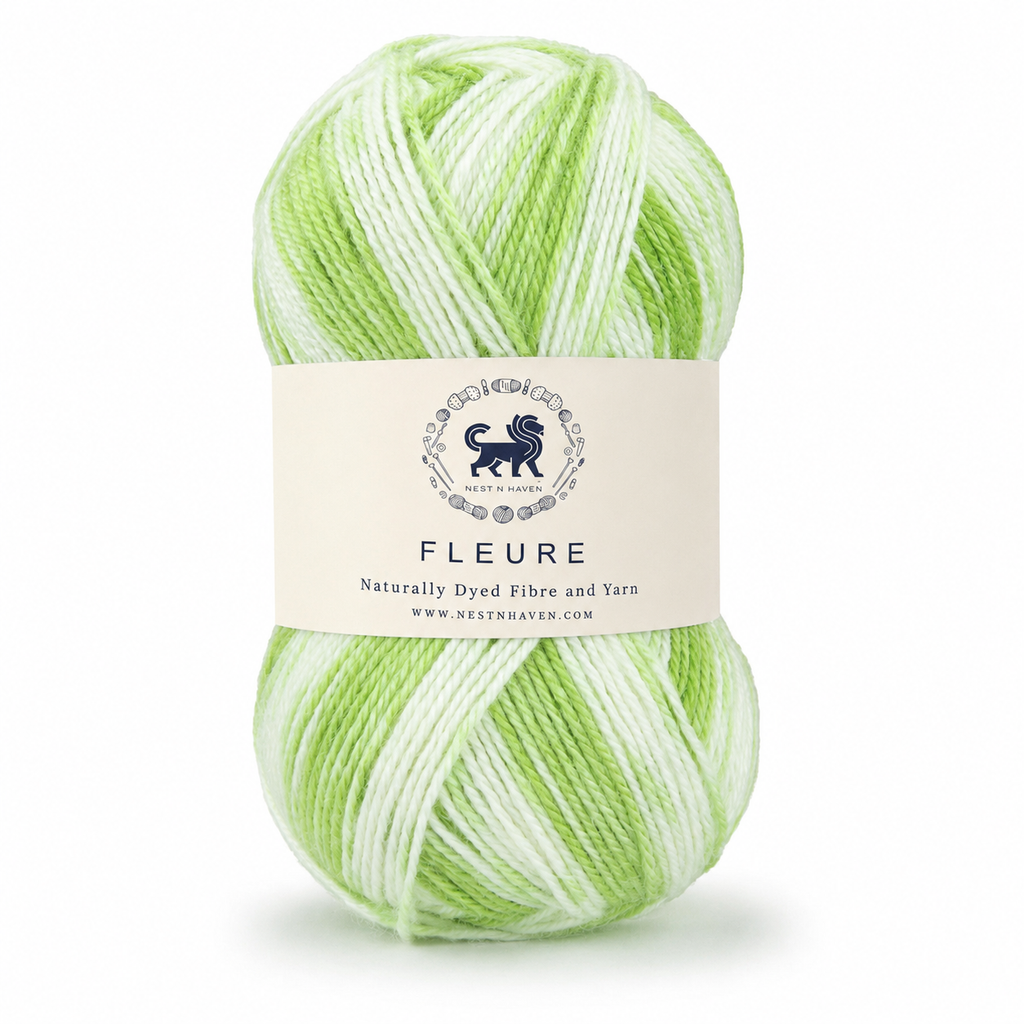 Fleure Yarn SE  – Lightweight Knitting & Crochet acrylic Yarn , 100 grams  | Nest-N Haven | Shade - Green Apple Swirl