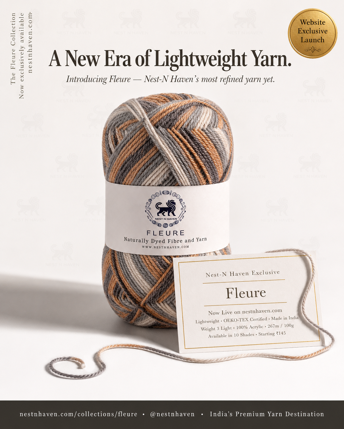 Fleure Yarn – Lightweight Knitting & Crochet acrylic Yarn , 100 grams  | Nest-N Haven | Shade - Chocochip