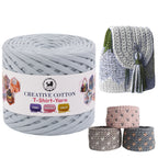 Creative Cotton | T-Shirt Yarn Carpet, Knitting Yarn for Hand Knitting DIY Bags, Baskets, Crocheting Projects 200 GMS ( Grey )