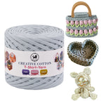 Creative Cotton | T-Shirt Yarn Carpet, Knitting Yarn for Hand Knitting DIY Bags, Baskets, Crocheting Projects 200 GMS ( Grey )