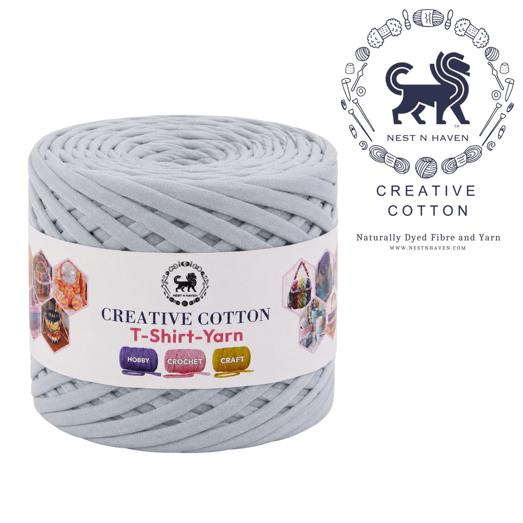 Creative Cotton | T-Shirt Yarn Carpet, Knitting Yarn for Hand Knitting DIY Bags, Baskets, Crocheting Projects 200 GMS ( Grey )