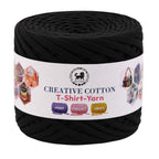 Creative Cotton | T-Shirt Yarn Carpet, Knitting Yarn for Hand Knitting DIY Bags, Baskets, Crocheting Projects 200 GMS (Black)