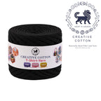Creative Cotton | T-Shirt Yarn Carpet, Knitting Yarn for Hand Knitting DIY Bags, Baskets, Crocheting Projects 200 GMS (Black)