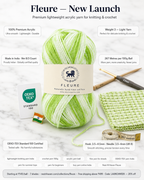 Fleure Yarn SE  – Lightweight Knitting & Crochet acrylic Yarn , 100 grams  | Nest-N Haven | Shade - Green Apple Swirl