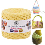 Creative Cotton | T-Shirt Yarn Carpet, Knitting Yarn for Hand Knitting DIY Bags, Baskets, Crocheting Projects 200 GMS (Lemon Yellow)