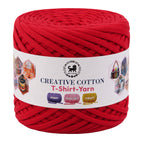 Creative Cotton | T-Shirt Yarn Carpet, Knitting Yarn for Hand Knitting DIY Bags, Baskets, Crocheting Projects 200 GMS ( Red )
