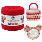 Creative Cotton | T-Shirt Yarn Carpet, Knitting Yarn for Hand Knitting DIY Bags, Baskets, Crocheting Projects 200 GMS ( Red )