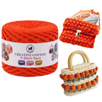 Creative Cotton | T-Shirt Yarn Carpet, Knitting Yarn for Hand Knitting DIY Bags, Baskets, Crocheting Projects 200 GMS ( Orange)