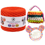 Creative Cotton | T-Shirt Yarn Carpet, Knitting Yarn for Hand Knitting DIY Bags, Baskets, Crocheting Projects 200 GMS ( Orange)