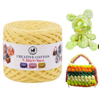 Creative Cotton | T-Shirt Yarn Carpet, Knitting Yarn for Hand Knitting DIY Bags, Baskets, Crocheting Projects 200 GMS (Lemon Yellow)