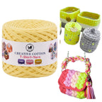 Creative Cotton | T-Shirt Yarn Carpet, Knitting Yarn for Hand Knitting DIY Bags, Baskets, Crocheting Projects 200 GMS (Lemon Yellow)