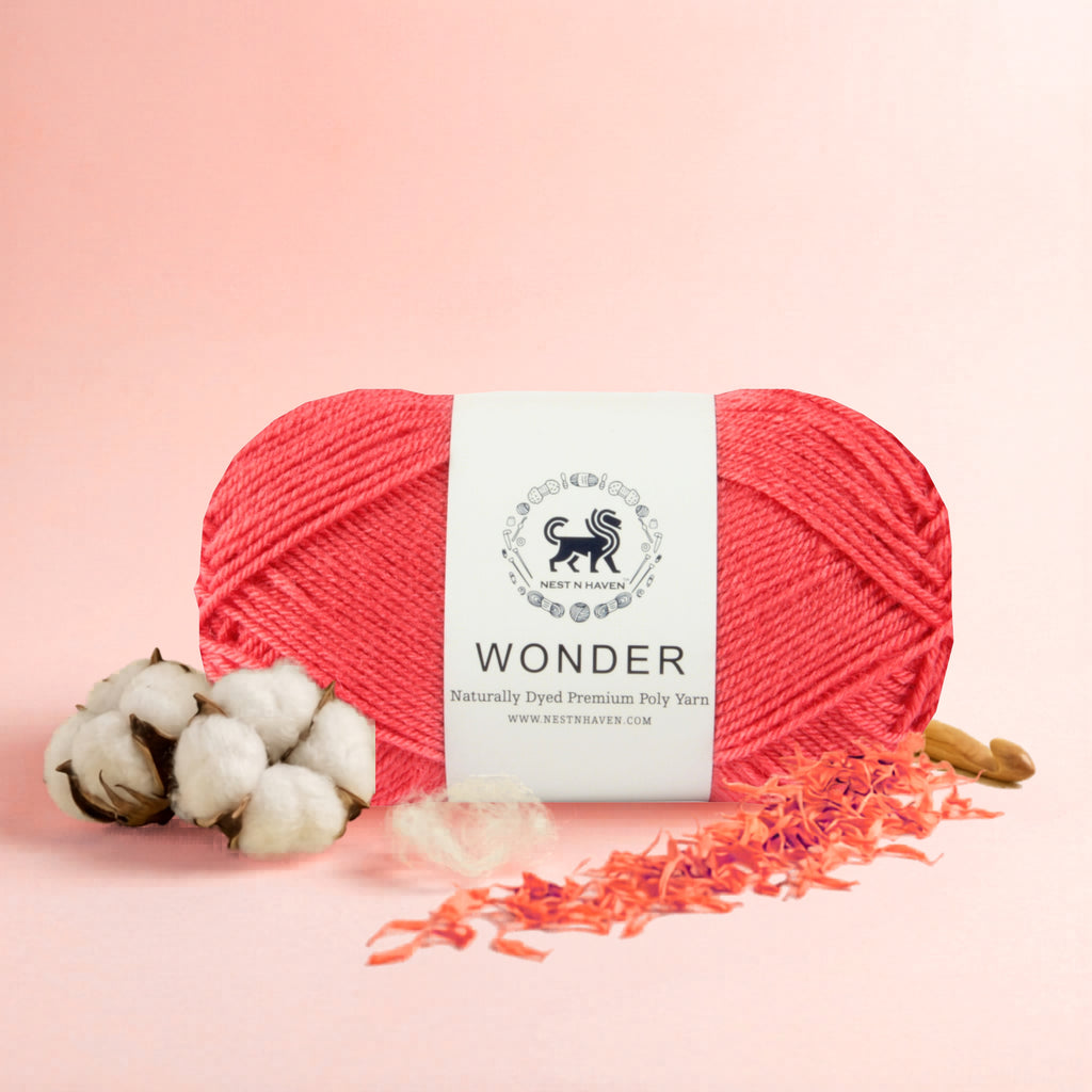 NESTNHAVEN,Wonder,Poly Yarn Supersoft Hand Knitting Wool Ball,(1 Ball/100 Gram Each) Ball Suitable For Craft,Crochet,Amigurumi,Garments,Flowers And Hobby Projects,2 Fine , Shade - Coral