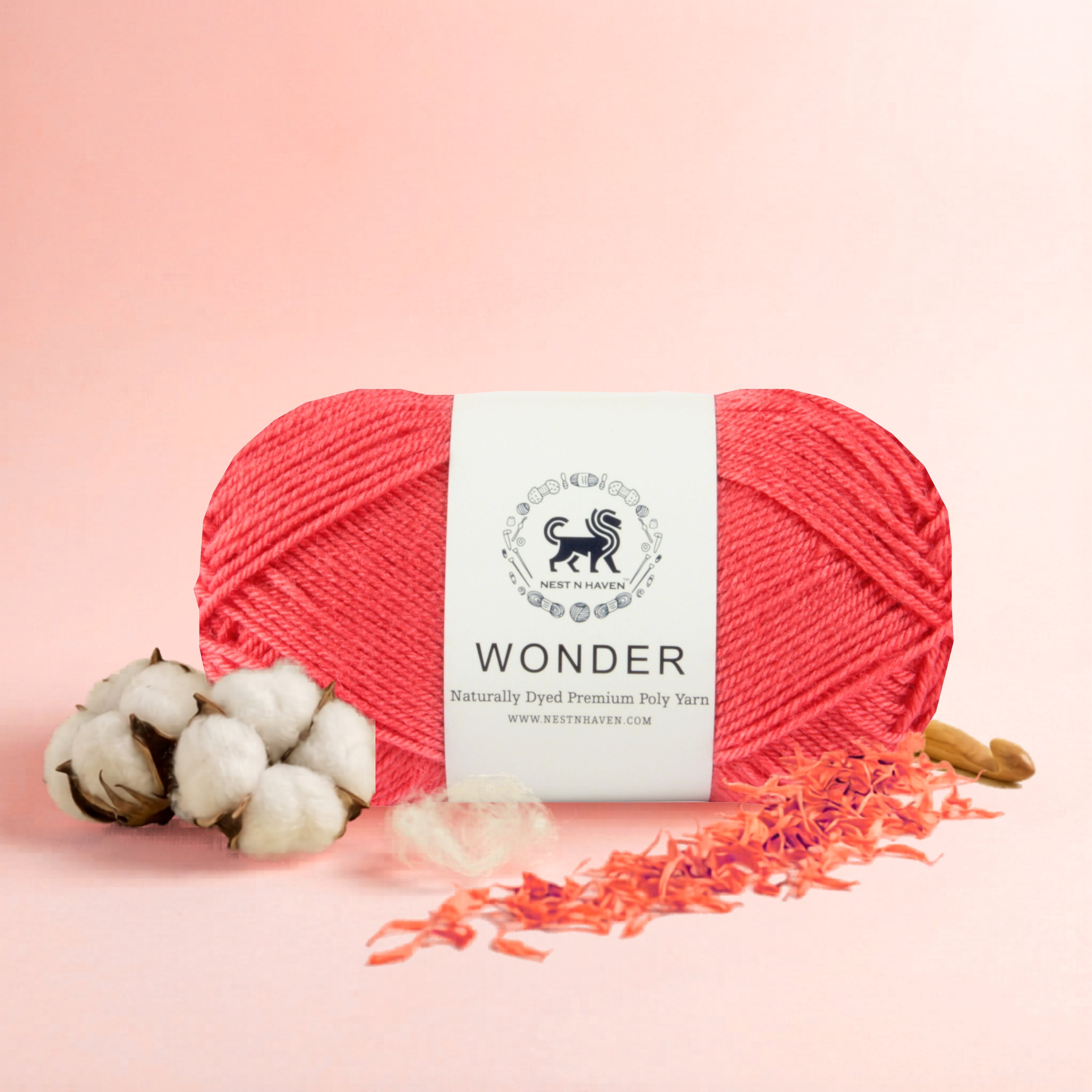 NESTNHAVEN,Wonder,Poly Yarn Supersoft Hand Knitting Wool Ball,(1 Ball/100 Gram Each) Ball Suitable For Craft,Crochet,Amigurumi,Garments,Flowers And Hobby Projects,2 Fine , Shade - Coral