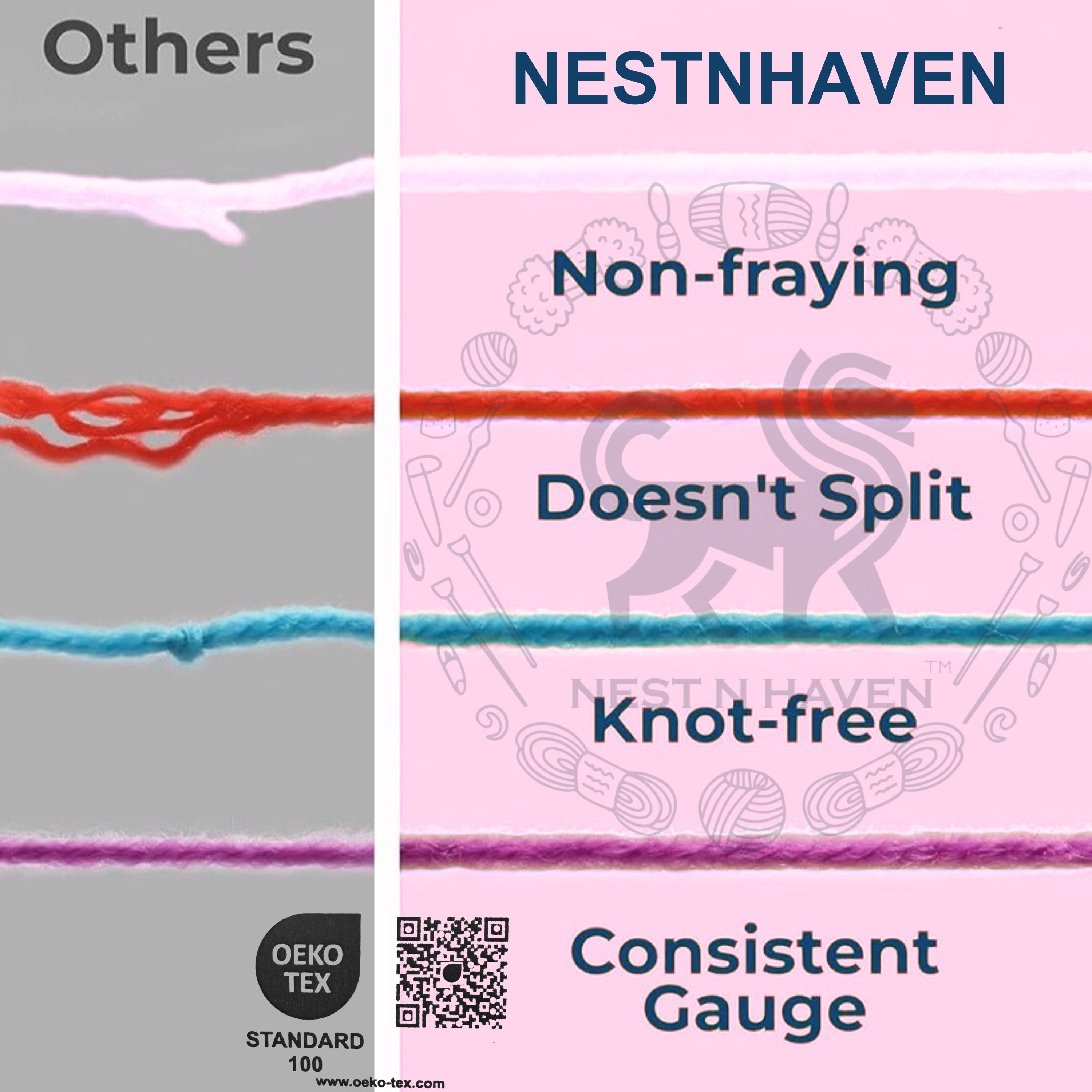 NESTNHAVEN , CrochetCraft , yarn kit , Pack of 18 + 1 Wool balls ( 1 ball / 20 Grams) , 380 grams (aprox) , for Crochet, Amigurumi, Toys, Garments, Flowers ( Light)