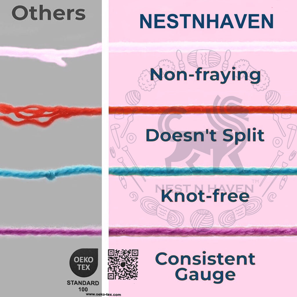 NESTNHAVEN , CrochetCraft , yarn kit , Pack of 12 Wool balls ( 1 ball / 20 Grams) , 240 grams (aprox) , Ultra Premium Luxury wool Yarn in vibrant colors for Crochet, Amigurumi, Embroidery, Toys, Garments, Flowers  (Bright set)