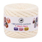 Creative Cotton | T-Shirt Yarn Carpet, Knitting Yarn for Hand Knitting DIY Bags, Baskets, Crocheting Projects 200 GMS (Off-White)