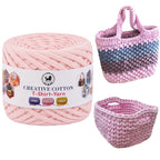 Creative Cotton | T-Shirt Yarn Carpet, Knitting Yarn for Hand Knitting DIY Bags, Baskets, Crocheting Projects 200 GMS (Baby Pink)