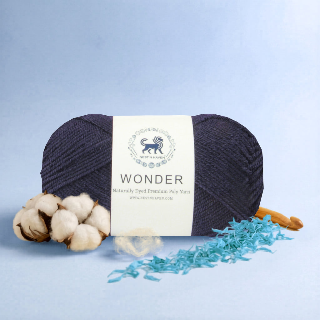 NESTNHAVEN,Wonder,Poly Yarn Supersoft Hand Knitting Wool Ball,(1 Ball/100 Gram Each) Ball Suitable For Craft,Crochet,Amigurumi,Garments,Flowers And Hobby Projects,2 Fine , Shade - Dark Denim Blue