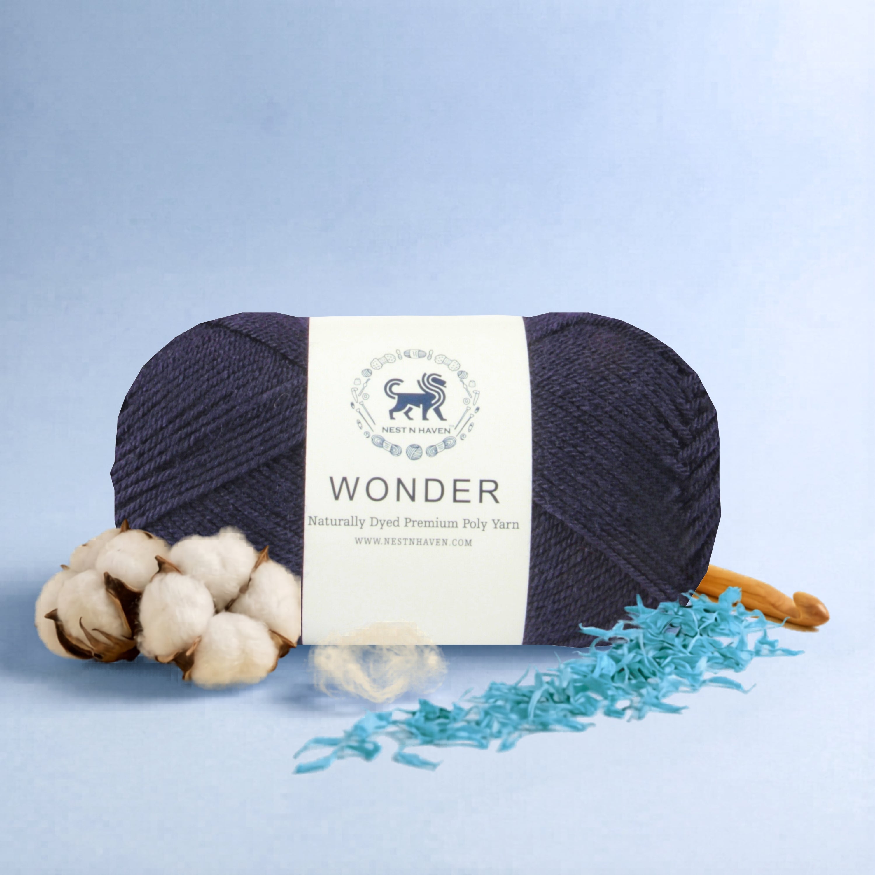 NESTNHAVEN,Wonder,Poly Yarn Supersoft Hand Knitting Wool Ball,(1 Ball/100 Gram Each) Ball Suitable For Craft,Crochet,Amigurumi,Garments,Flowers And Hobby Projects,2 Fine , Shade - Dark Denim Blue