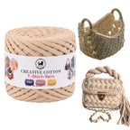 Creative Cotton | T-Shirt Yarn Carpet, Knitting Yarn for Hand Knitting DIY Bags, Baskets, Crocheting Projects 200 GMS (Beige)