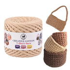 Creative Cotton | T-Shirt Yarn Carpet, Knitting Yarn for Hand Knitting DIY Bags, Baskets, Crocheting Projects 200 GMS (Beige)