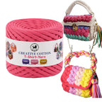 Creative Cotton | T-Shirt Yarn Carpet, Knitting Yarn for Hand Knitting DIY Bags, Baskets, Crocheting Projects 200 GMS (Pink)