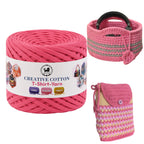 Creative Cotton | T-Shirt Yarn Carpet, Knitting Yarn for Hand Knitting DIY Bags, Baskets, Crocheting Projects 200 GMS (Pink)