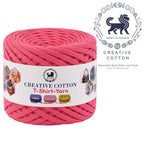 Creative Cotton | T-Shirt Yarn Carpet, Knitting Yarn for Hand Knitting DIY Bags, Baskets, Crocheting Projects 200 GMS (Pink)