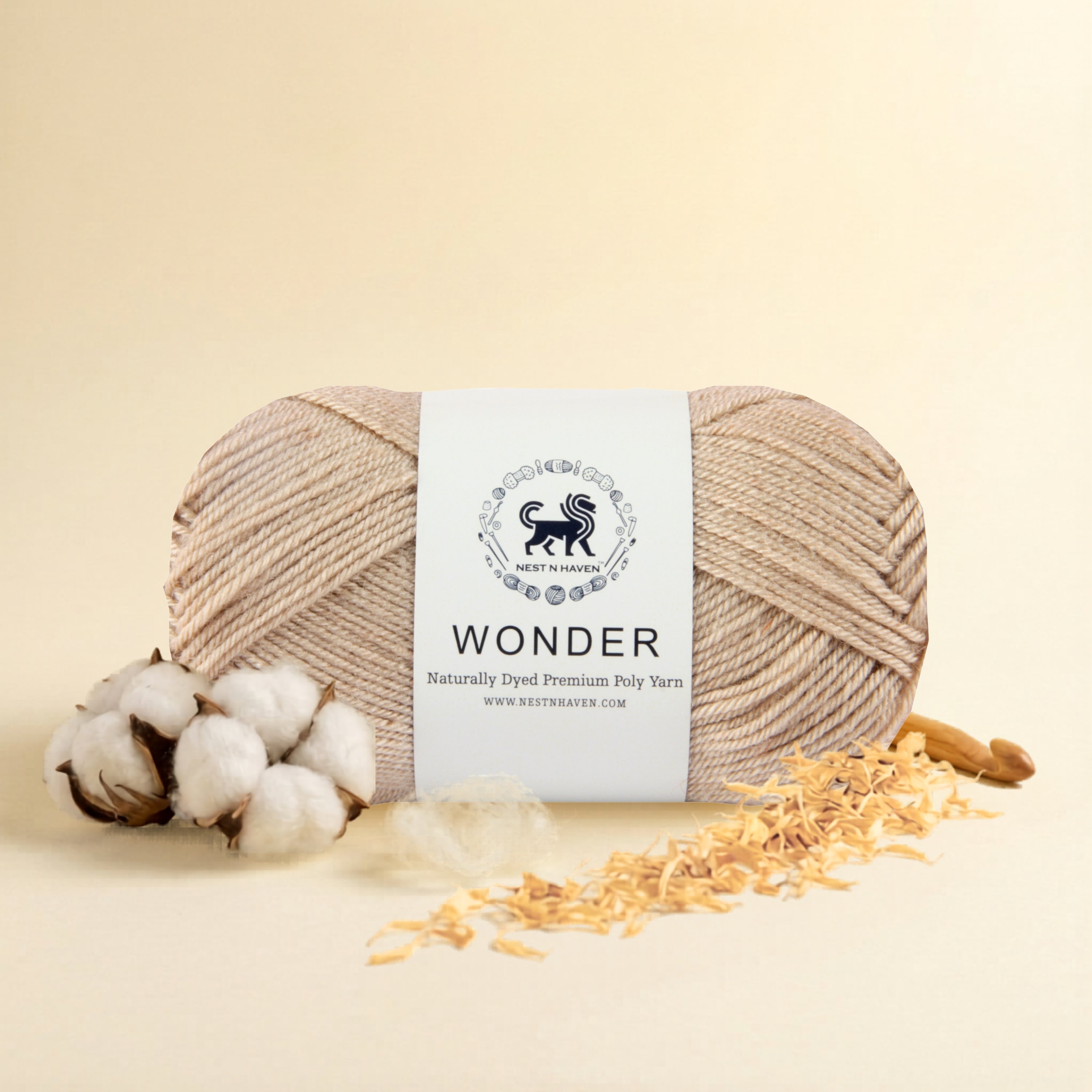 NESTNHAVEN,Wonder,Poly Yarn Supersoft Hand Knitting Wool Ball,(1 Ball/100 Gram Each) Ball Suitable For Craft,Crochet,Amigurumi,Garments,Flowers And Hobby Projects,2 Fine , Shade - Dessert Sand Beige
