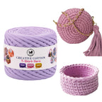Creative Cotton | T-Shirt Yarn Carpet, Knitting Yarn for Hand Knitting DIY Bags, Baskets, Crocheting Projects 200 GMS (Lilac)