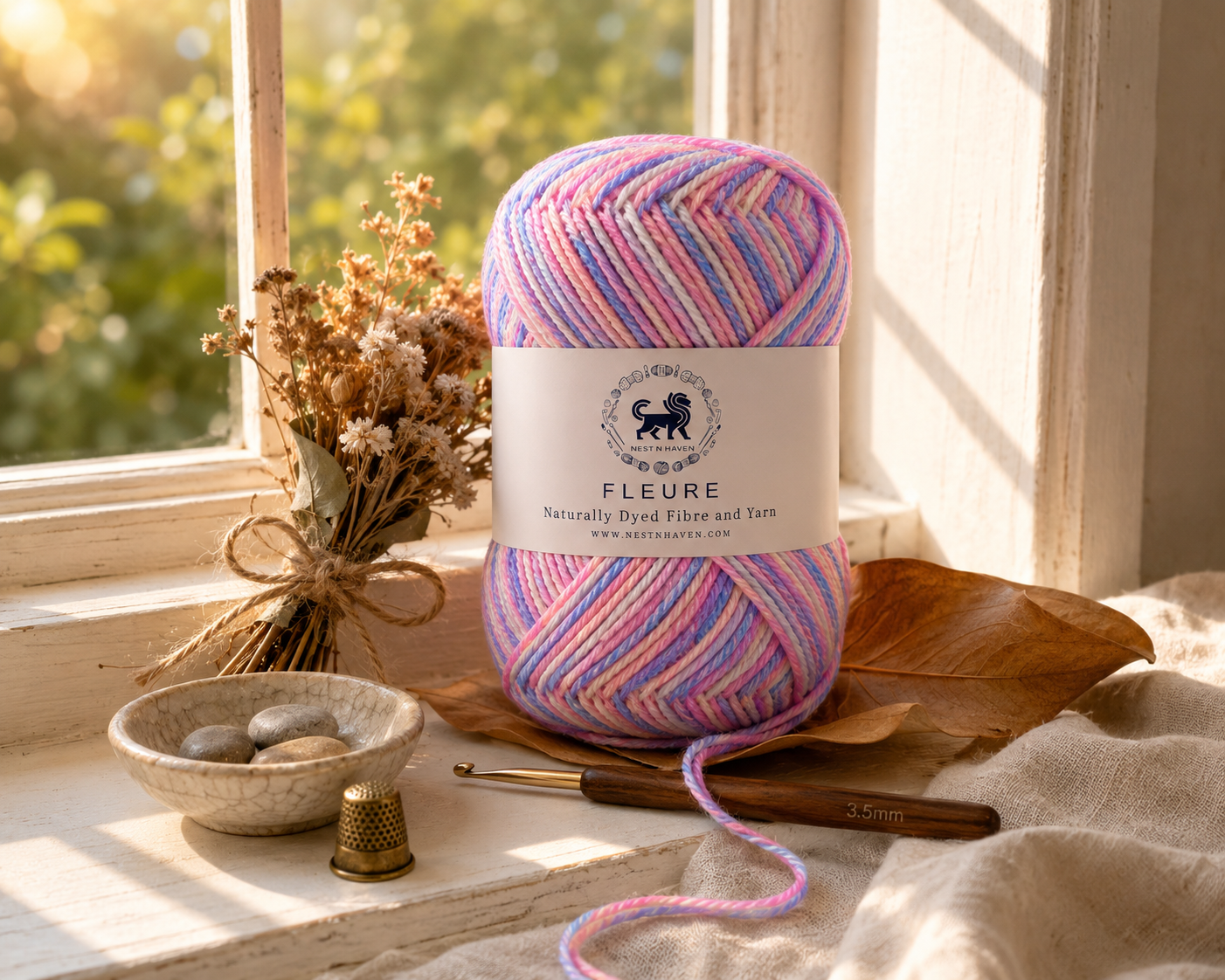 Fleure Yarn – Lightweight Knitting & Crochet acrylic Yarn , 100 grams  | Nest-N Haven | Shade - cotton candy