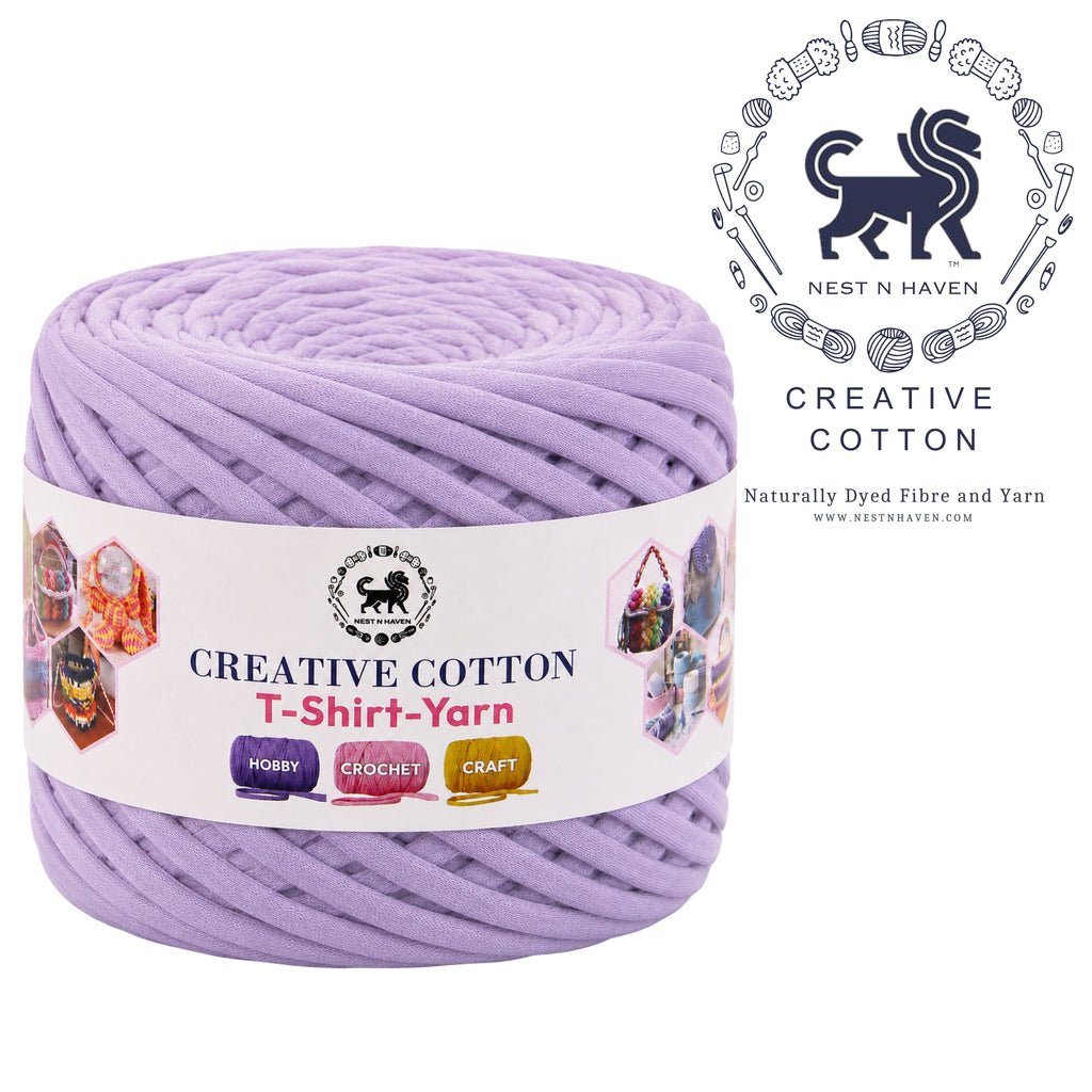 Creative Cotton | T-Shirt Yarn Carpet, Knitting Yarn for Hand Knitting DIY Bags, Baskets, Crocheting Projects 200 GMS (Lilac)