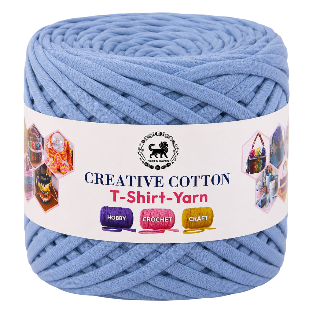 Creative Cotton | T-Shirt Yarn Carpet, Knitting Yarn for Hand Knitting DIY Bags, Baskets, Crocheting Projects 200 GMS (Utramarine Blue )