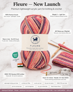 Fleure Yarn SE  – Lightweight Knitting & Crochet acrylic Yarn , 100 grams  | Nest-N Haven | Shade - Berry Sundae